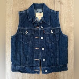 Levi's Dark Blue Denim Classic Trucker Vest Women’s Size Small